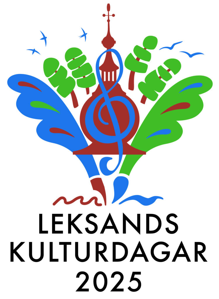 Logotyp för Leksands kulturdagar 2025. En kurbits i olika färger med Leksands kyrka i mitten samt texten Leksands kulturdagar nedanför.